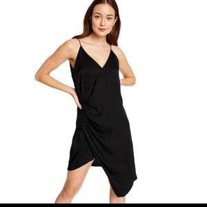 CUSHNIE X Target leopard slip dress black Sz 6 v-neck silk satin wrap